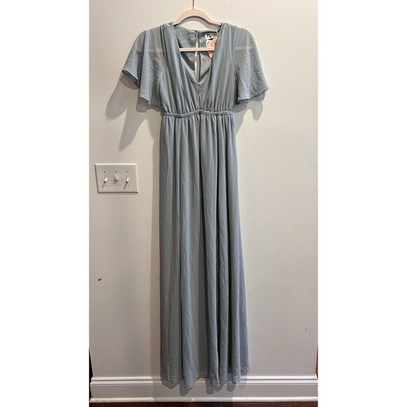 NWT Show Me Your MuMu Emily Empire Maxi Dress Silver Sage XXS Baby Blue Shower - Picture 8 of 13